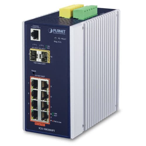 IGS-10020HPT/IGS-10020HPT-U — Industrial 8-port 10/100/1000T 802.3at PoE + 2-port 1G/2.5G SFP Managed Switch