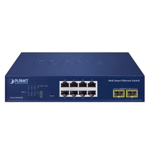 GS-2210-8T2S — 8-Port 10/100/1000T + 2-Port 1000X SFP Web Smart Ethernet Switch, vista 2
