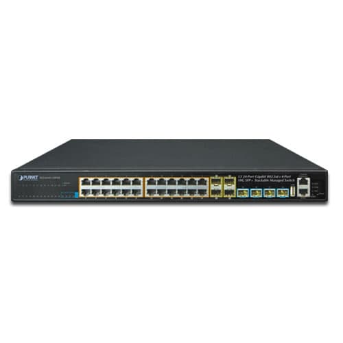SGS-6341-24P4X — Layer 3 24-Port 10/100/1000T 802.3at PoE + 4-Port 10G SFP+ Stackable Managed Switch, vista 2