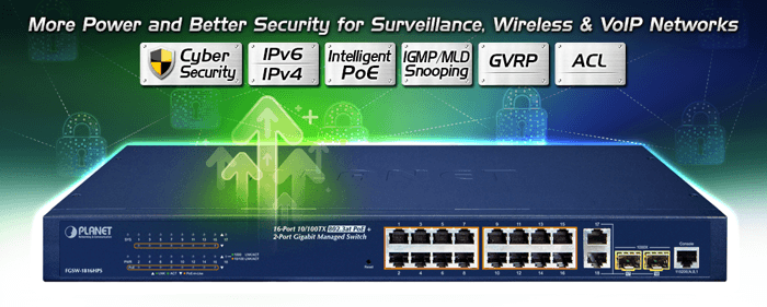FGSW-1816HPS — 16-Port 10/100TX 802.3at PoE + 2-Port Gigabit TP/SFP Combo Managed Ethernet Switch, vista 4