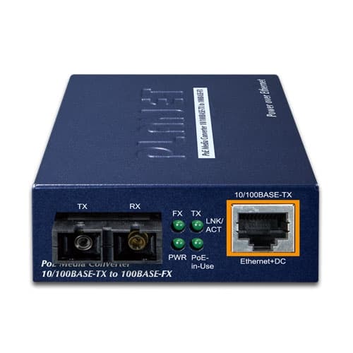 FTP-802 / FTP-802S15 — 100Base-FX to 10/100Base-TX PoE Media Converter, vista 5