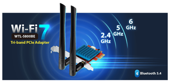 WTL-5800BE — 802.11be Wi-Fi 7 Tri-band Wireless PCI Express Adapter, vista 4