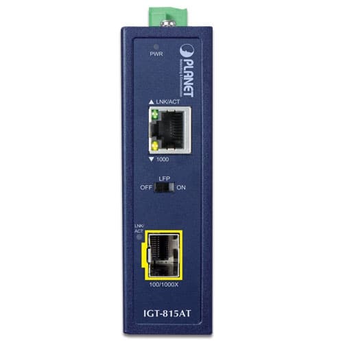 IGT-815AT — Industrial Compact 100/1000BASE-X to 10/100/1000BASE-T Media Converter, vista 2