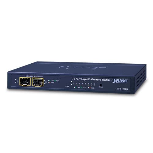GSD-1002M — 8-Port 10/100/1000Mbps + 2-Port 100/1000X SFP Managed Desktop Switch