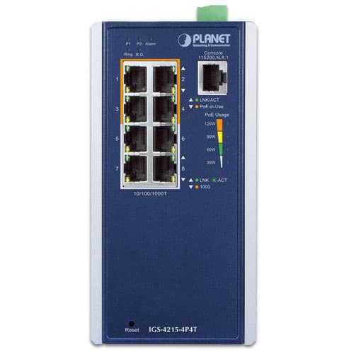 IGS-4215-4P4T — Industrial 4-Port 10/100/1000T 802.3at PoE + 4-Port 10/100/1000T Managed Switch, vista 2