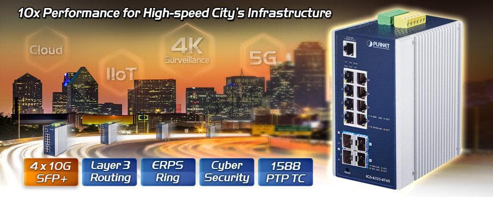 IGS-6325-8T4X — Industrial L3 8-Port 10/100/1000T + 4-Port 10G SFP+ Managed Ethernet Switch, vista 4