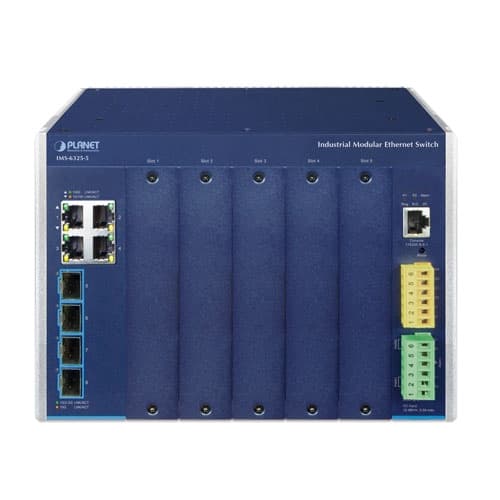 IMS-6325-5 — Industrial Layer 3 5-Slot Modular Managed Ethernet Switch, vista 2