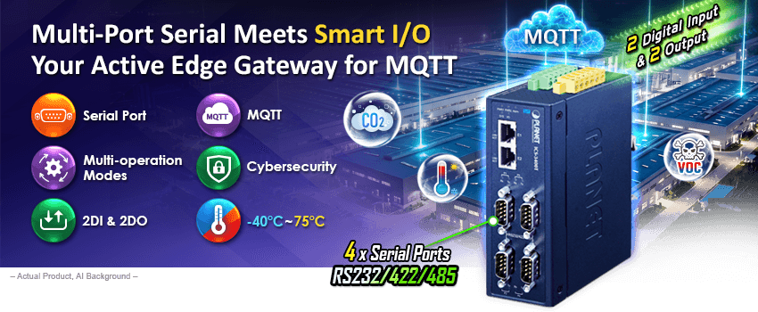 ICS-3400T — IP30 Industrial 4-Port RS232/RS422/RS485 Serial Device Server, vista 4