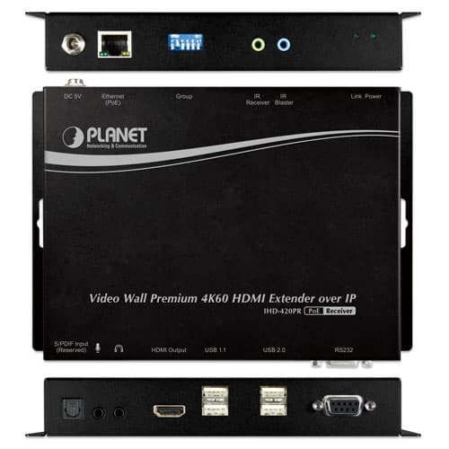 IHD-420PT/IHD-420PR — Video Wall 4K/60 HDMI & USB over IP Transmitter/Receiver with PoE, vista 5
