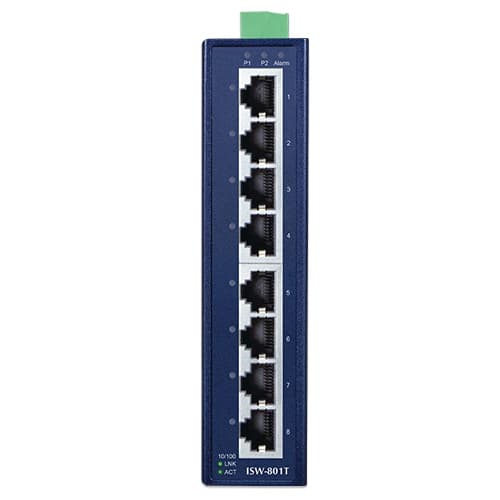ISW-801T — 8-Port 10/100TX Industrial Fast Ethernet Switch, vista 2