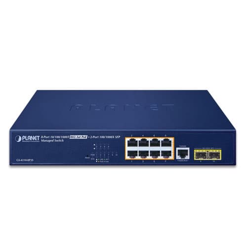 GS-4210-8P2S — 8-Port 10/100/1000T 802.3at PoE + 2-Port 100/1000X SFP Managed Switch, vista 2