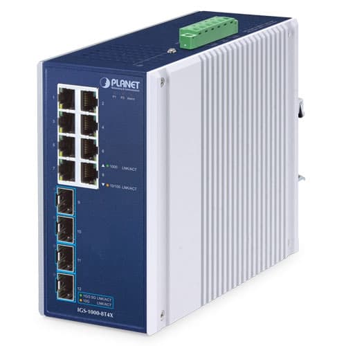 IGS-1000-8T4X — Industrial 8-Port 10/100/1000T + 4-Port 10G SFP+ Ethernet Switch