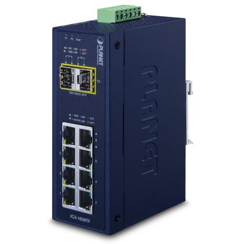 IGS-1020TF — Industrial 8-Port 100/1000T + 2 1000X SFP Ethernet Switch