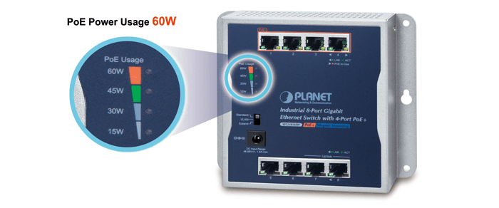 WGS-814HP — Industrial 8-Port 10/100/1000T Wall-mounted Gigabit Switch with 4-port PoE+, vista 10