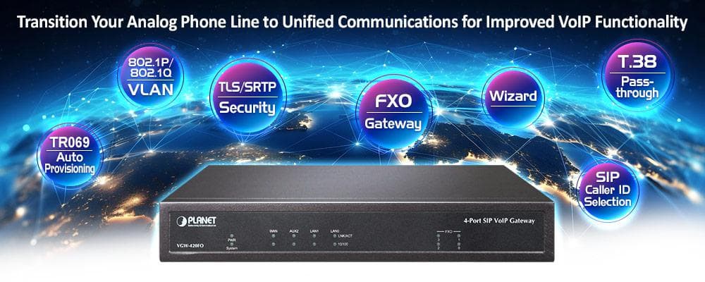 VGW-420FO — 4-Port SIP VoIP Gateway (4 FXO), vista 4