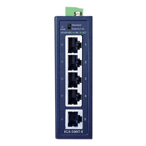 IGS-500T-E — Compact Industrial 5-Port 10/100/1000T Ethernet Switch, vista 2