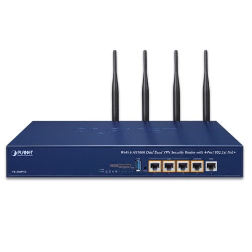 VR-300PW6A — Wi-Fi 6 AX2400 2.4GHz/5GHz VPN Security Router with 4-Port 802.3at PoE+, vista 2
