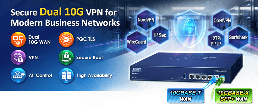 XVR-800 — Enterprise Dual 10G VPN Security Router with 4-Port 10/100/1000T, vista 4
