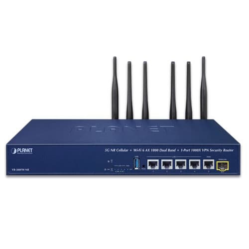 VR-300FW-NR — 5G NR Cellular + Wi-Fi 6 AX 1800 Dual Band + 1-Port 1000X SFP VPN Security Router, vista 2