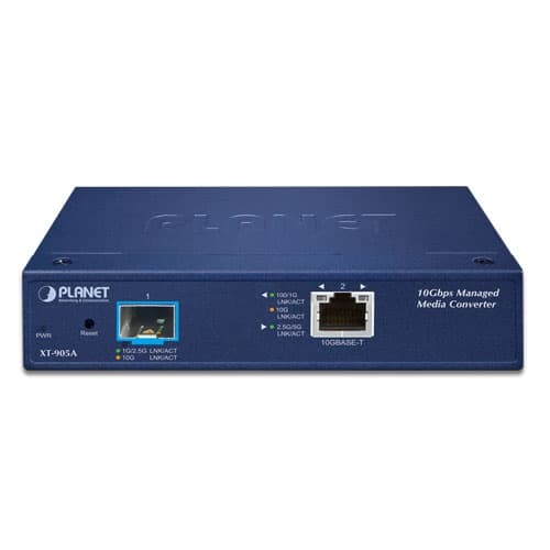 XT-905A — 1-Port 10G/5G/2.5G/1G/100BASE-T + 1-Port 10G/2.5G/1G/100BASE-X SFP+ Managed Media Converter, vista 2
