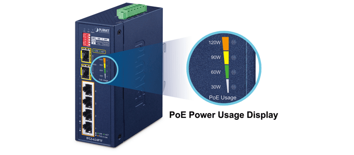 IFGS-624PTF — Industrial 4-Port 10/100TX 802.3at PoE + 2-Port 1000X SFP Ring Ethernet Switch, vista 10