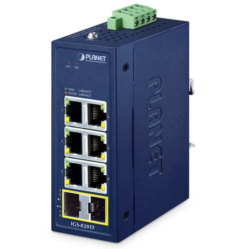 IGS-820TF — Compact Industrial 6-Port 10/100/1000T + 2-Port 100/1000X SFP Ethernet Switch