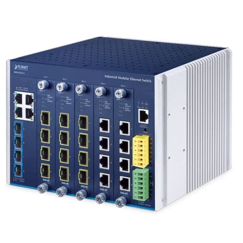 IMS-6325-5 — Industrial Layer 3 5-Slot Modular Managed Ethernet Switch, vista 5