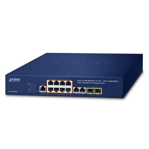 GS-4210-8P2C — 8-Port 10/100/1000T 802.3at PoE + 2-Port 10/100/1000T+ 2-Port 100/1000X SFP Managed Switch