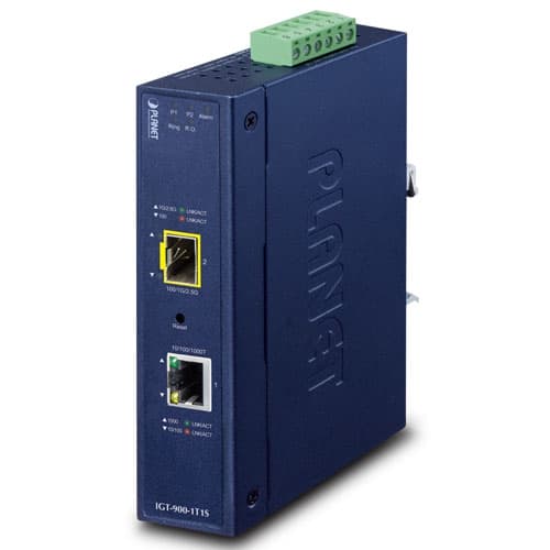 IGT-900-1T1S — Industrial 1-Port 10/100/1000T + 1-Port 100/1000/2500X SFP Managed Media Converter