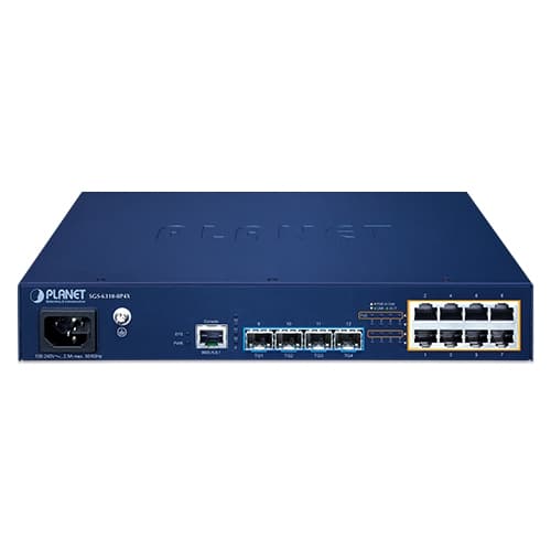 SGS-6310-8P4X — L3 8-Port 10/100/1000T 802.3at PoE + 4-Port 10G SFP+ Stackable Managed Switch, vista 2