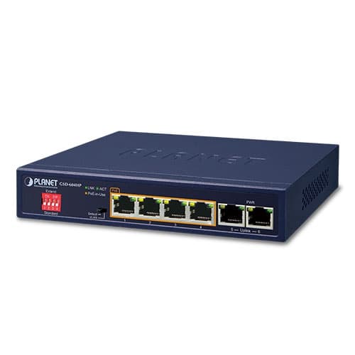 GSD-604HP — 4-Port 10/100/1000T 802.3at PoE + 2-Port 10/100/1000T Desktop Switch