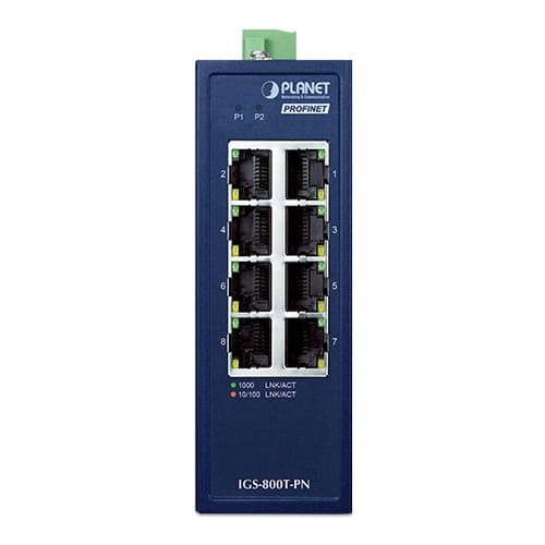 IGS-800T-PN — Compact Industrial 8-Port 10/100/1000T PROFINET Switch, vista 2