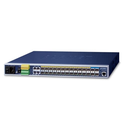 MGSW-28240F — L3 14-Port 100/1G SFP with 4 shared 10/100/1000T + 10-Port 1G/2.5G SFP + 4-Port 10G SFP+ Metro Ethernet Switch