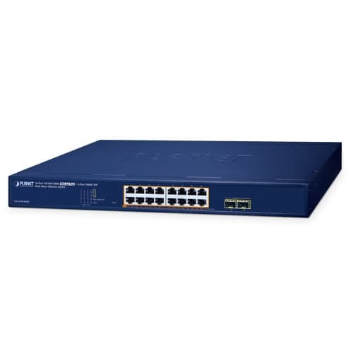 GS-2210-16P2S — 16-Port 10/100/1000T 802.3at PoE + 2-Port 1000X SFP Web Smart Ethernet Switch