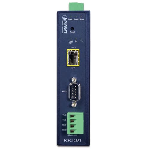 ICS-2105AT / ICS-2102T / ICS-2102TS — Industrial 1-port RS232/422/485 Serial Device Server with 1-Port 100BASE-FX SFP, vista 2