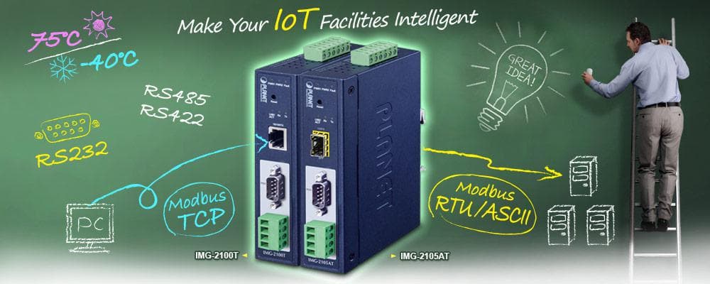 IMG-2100T — Industrial 1-port RS232/422/485 Modbus Gateway, vista 4