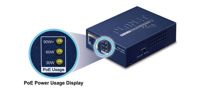 POE-176-95 — Single-Port 10Gbps 95-watt 802.3bt PoE++ Injector, vista 6