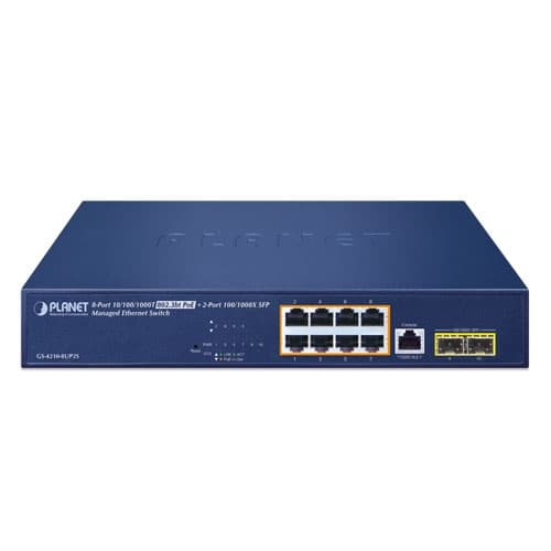GS-4210-8UP2S — 8-Port 10/100/1000T 802.3bt PoE + 2-Port 100/1000X SFP Managed Ethernet Switch, vista 2