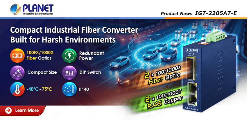 IGT-2205AT-E — Industrial Compact 2-Port 10/100/1000BASE-T to 2-Port 100/1000BASE-X SFP Media Converter, vista 4
