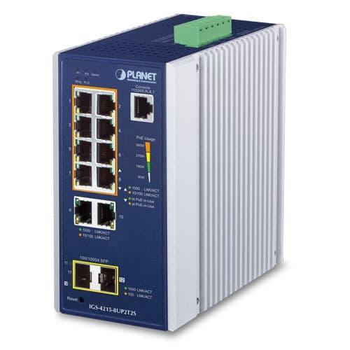 IGS-4215-8UP2T2S — Industrial 8-Port 10/100/1000T 802.3bt PoE + 2-Port 10/100/1000T + 2-Port 100/1000X SFP Managed Switch