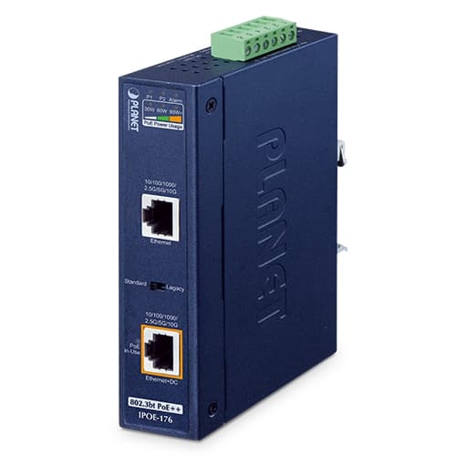 IPOE-176 — Industrial Single-Port 10Gbps 802.3bt PoE++ Injector