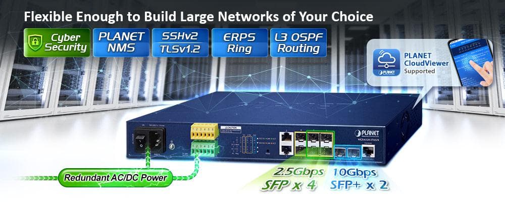 MGS-6320-2T6S2X — L3 2-Port 100/1000T + 2-Port 100/1000X SFP + 4-Port 2.5G SFP + 2-Port 10G SFP+ Metro Ethernet Switch, vista 4