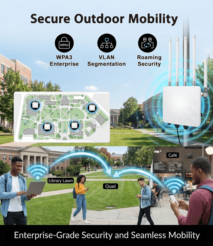 WDAP-5100BE — Wi-Fi 7 Dual Band 802.11be 5100Mbps Outdoor Wireless Access Point, vista 12