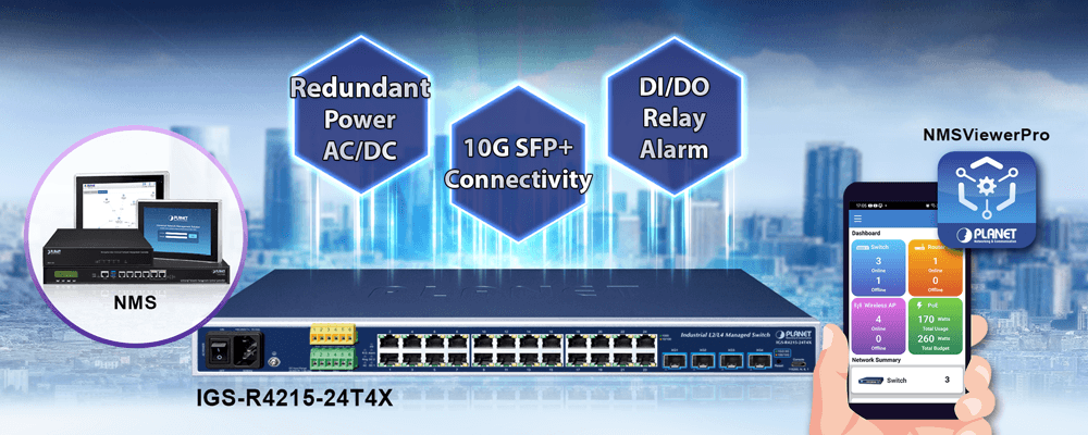IGS-R4215-24T4X — Industrial L2+ 24-Port 10/100/1000T + 4-Port 10G SFP+ Managed Ethernet Switch, vista 4