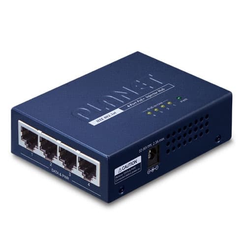 HPOE-460 — 4-port Gigabit IEEE 802.3at Power over Ethernet Plus Injector Hub