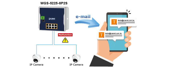 WGS-5225-8P2S — Industrial L2+ 8-Port 10/100/1000T 802.3at PoE + 2-Port 1G/2.5G SFP Wall-mount Managed Switch, vista 9