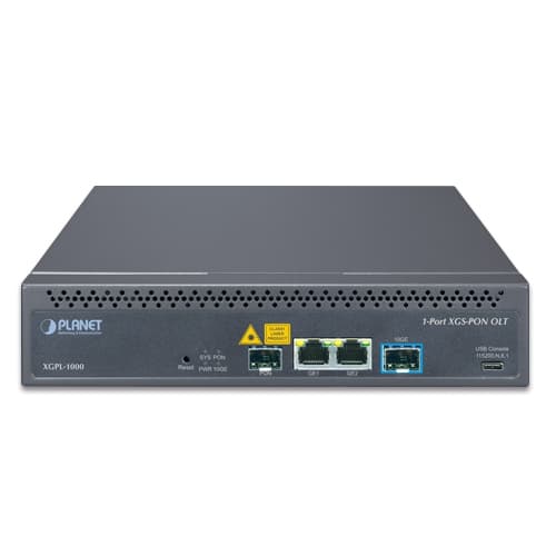 XGPL-1000 — 1-Port XGS-PON OLT with 2-Port 10/100/1000T + 1-Port 10G SFP+ and 1 AC + 1 DC, vista 2