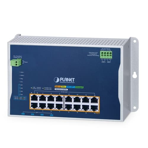 WGS-5215-16UP4X — Industrial L2+ 16-Port 10/100/1000T 802.3bt PoE + 4-Port 10G SFP+ Wall-mount Managed Ethernet Switch