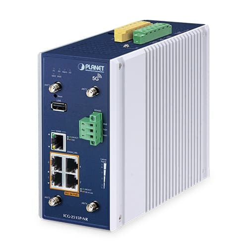 ICG-2515P-NR — Industrial 5G NR Cellular Gateway with 4-Port 10/100/1000T PoE+, vista 2