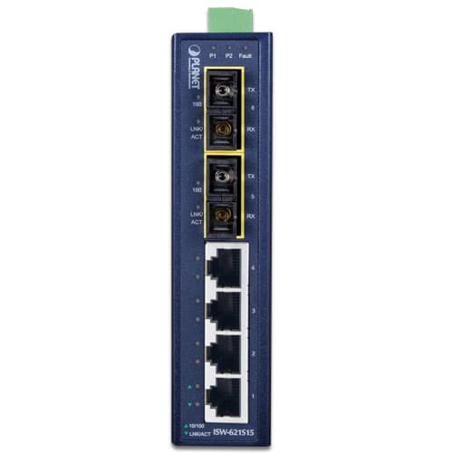 ISW-621 / ISW-621S15 — 4-Port 10/100Base-TX + 2-Port 100Base-FX Industrial Fast Ethernet Switch, vista 2